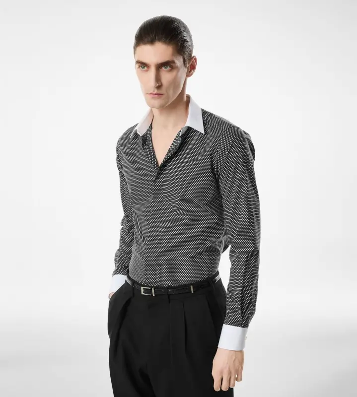 DIAMOND PRINT COTTON CLASSIC FIT SHIRT BLACK AND WHITE online